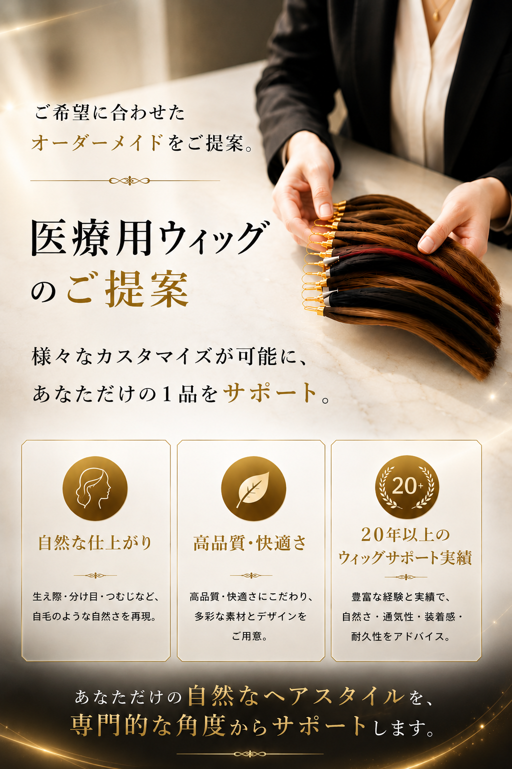 専門店が仕上げる完全オーダーメイドウィッグ